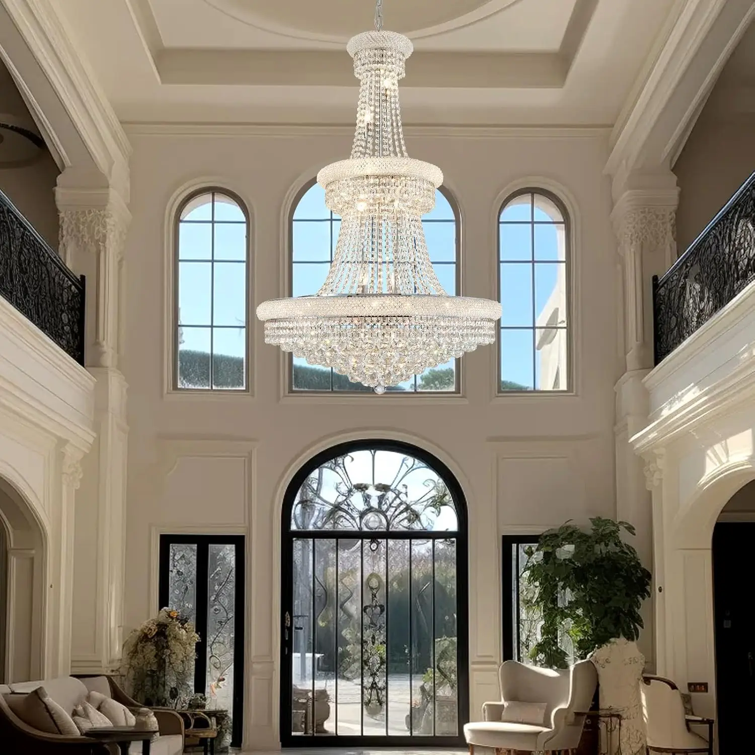 

Chrome K9 Crystal Hanging Chandelier Modern Empire Ceiling Crystal Chandeliers For Loft Staircase Living Dining Room Hallway