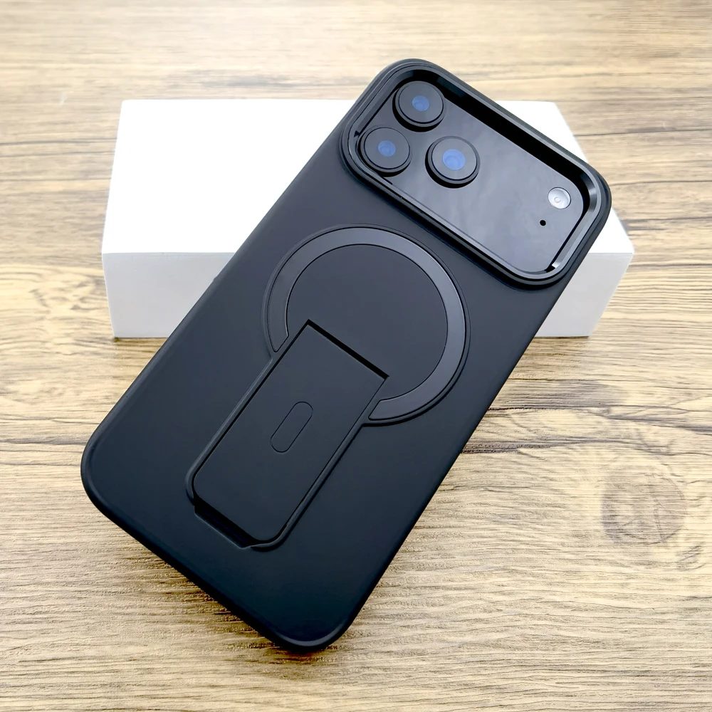 

Противоударный матовый чехол для iPhone 17 16E 16 15 14 13 12 11 Pro Max Air 17Pro Magsafe с беспроводной зарядкой и подставкой, полные чехлы