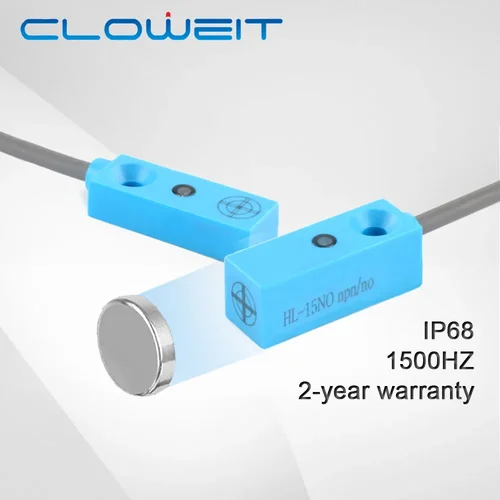 Cloweit 15mm 20mm Micro Sensor de efecto Hall IP68 interruptor magnético de proximidad NPN PNP 3 cables NO/NC DC 12V 24V remoto no polar