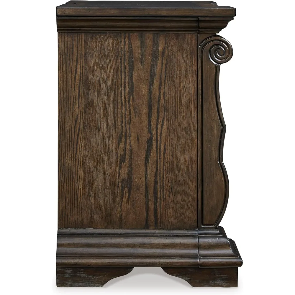 منضدة Maylee الكلاسيكية ذات درجين مع صينية قابلة للسحب ومصدر طاقة ومنفذ USB، بطول 29.5 بوصة، بني داكن #6