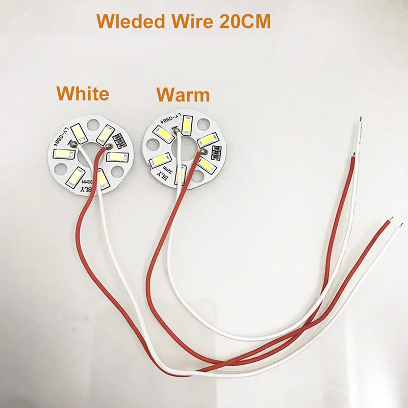 1PC 3W DC5V LED Chip Bead Lights Board Bulb Transformation Light Source Φ32mm White Warm With USB Switch cable warm white Light