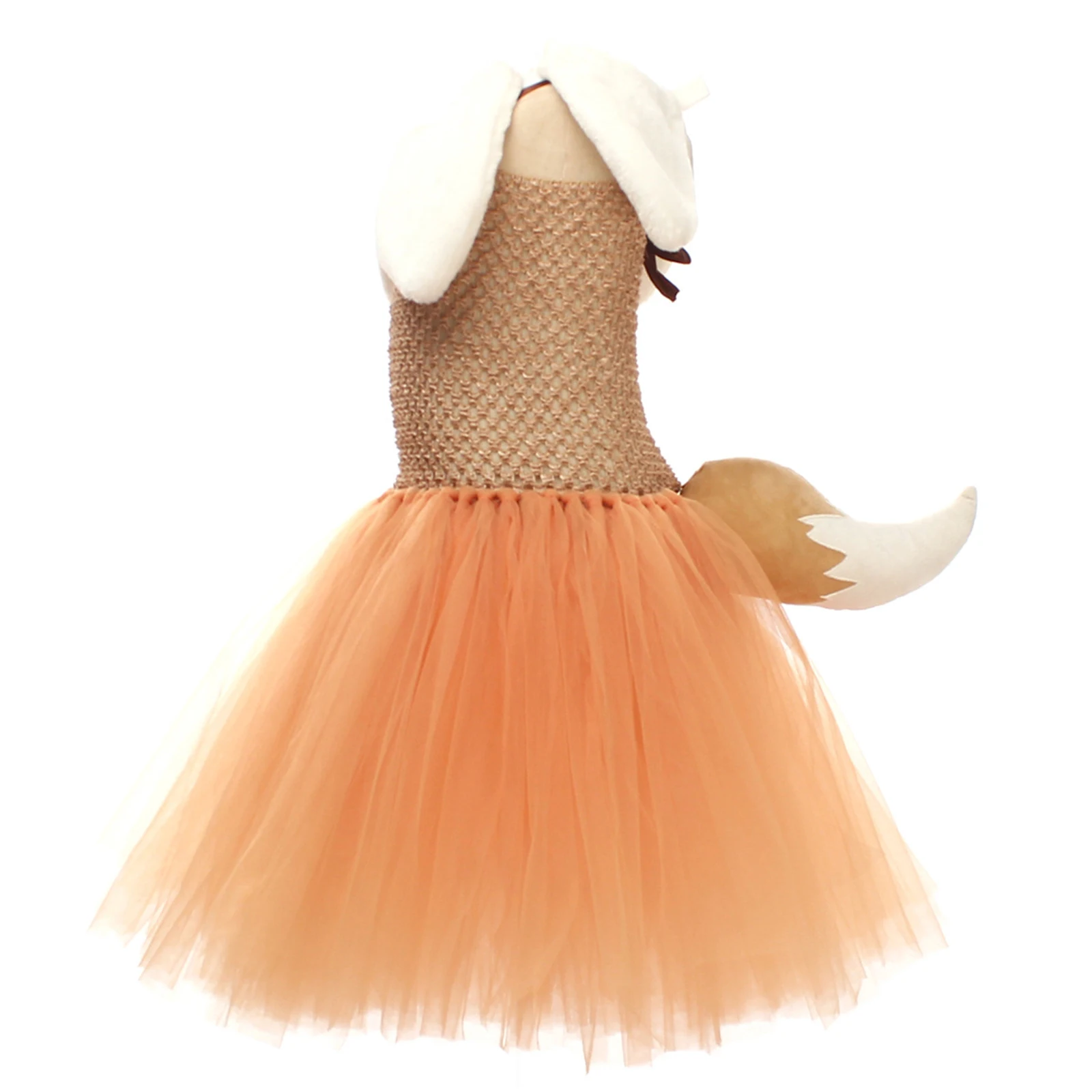 زي ثعلب الهالوين للفتيات الصغيرات، فستان لطيف من التول مع عصابة رأس وذيل لملابس الأطفال الصغار والحفلات التنكرية والعطلات #5