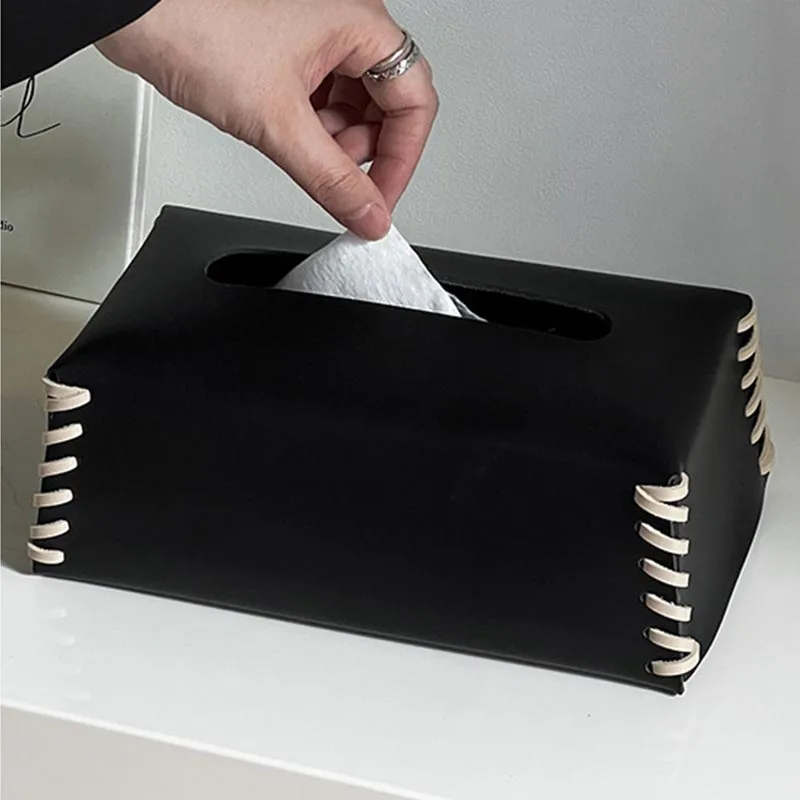 Leather Tissue Box High Appearance Level Light Luxury Tissue Box Household High-end Modern Nordic Minimalist Paper Drawer Box