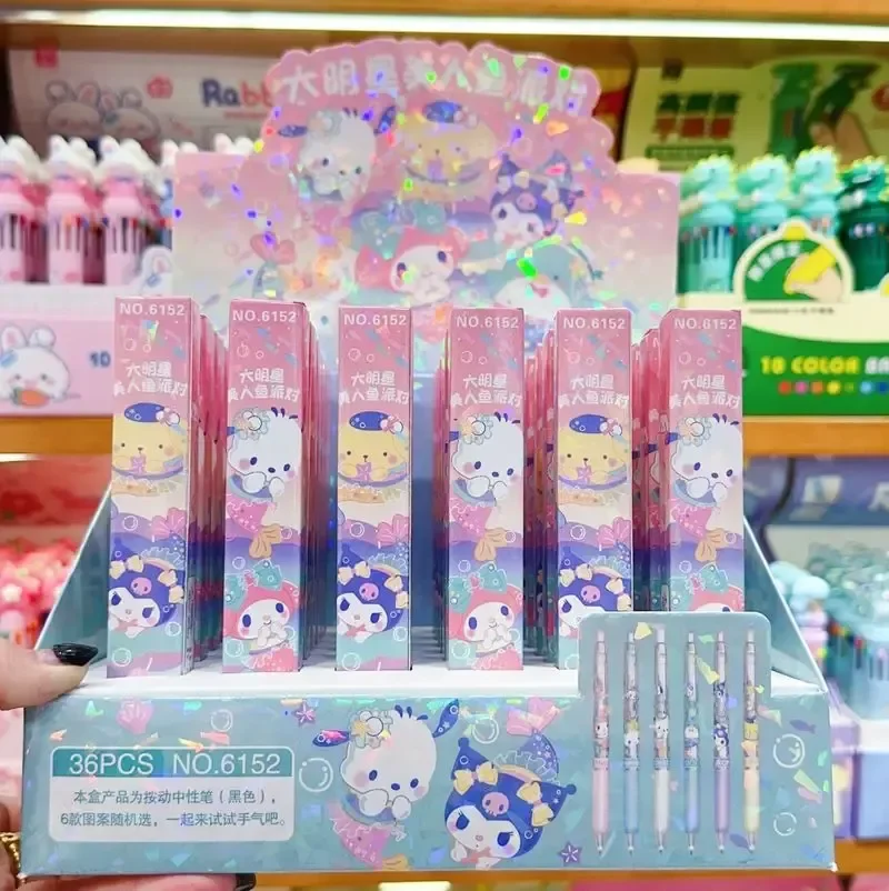 Imagem -02 - Sanrio Cartoon Gel Pen Olá Kitty Kuromi Sereia Pressione Uma Caneta de Assinatura Escola e Escritório Papelaria Presente Bonito Novo Atacado