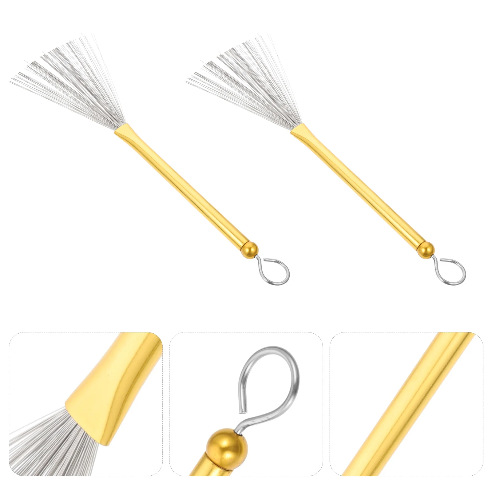 

1Pair Drum Brush Premium Steel Wire Plastic Lightweight Retractable Design Smooth Handle for Jazz Drum Set Percussion Accessory