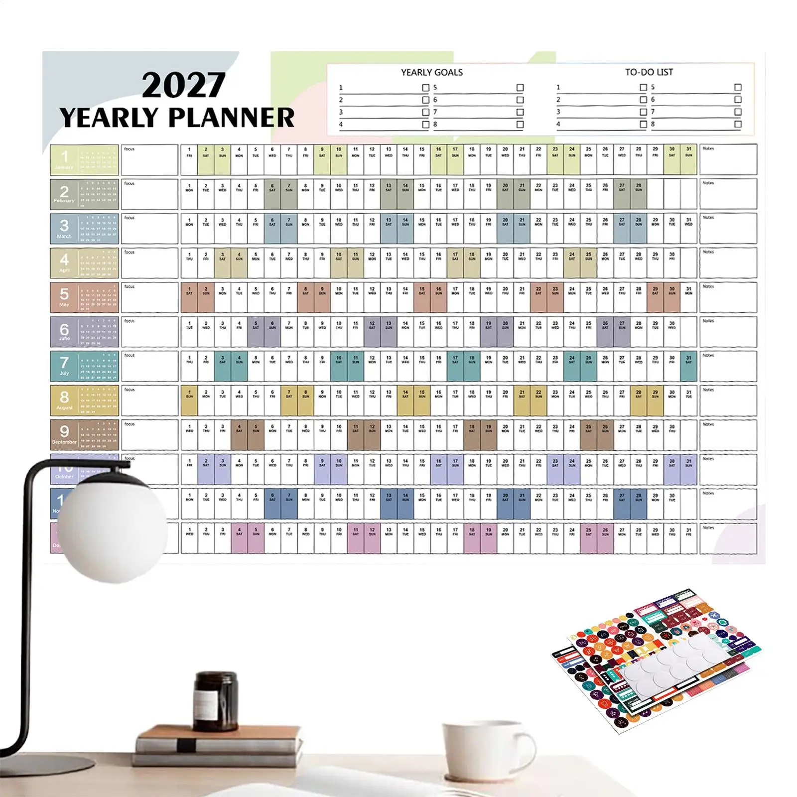 2027 new year Wall Calendar Monthly planner Wall Calendar Reusable Scheduling Organizer for Work study Family Kids Dorm Desk
