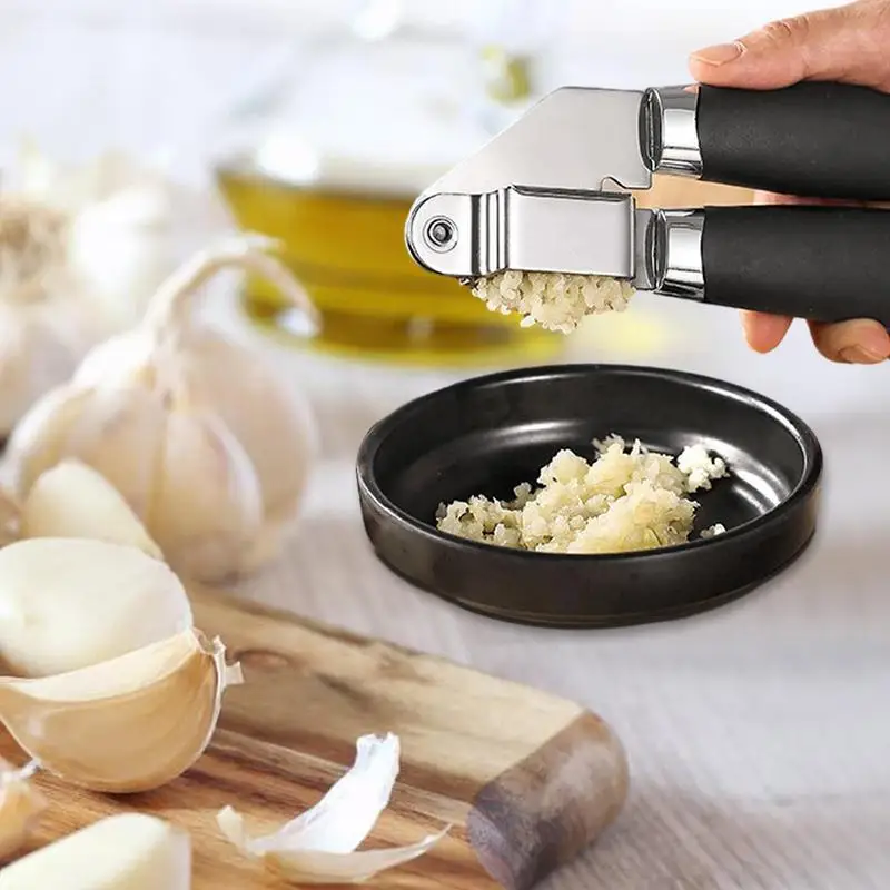 Garlic Press Stainless Steel Handheld Stainless Steel Garlic Presser High Strength Ergonomic Press Tool For Home Kitchen