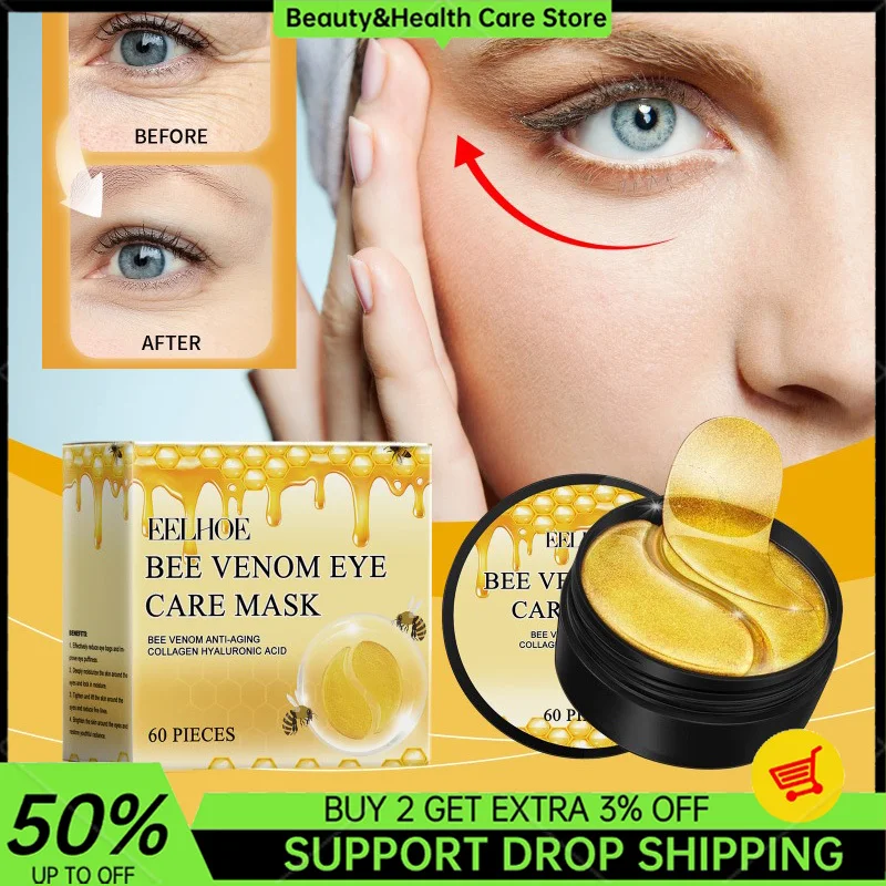 Bee Venom Eye Care Facial Mask Anti Dark Circles Fading Fine Lines Moisturizing Nourishing Anti-Wrinkles Eye Patches Skin Care