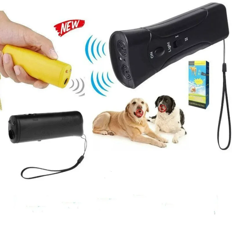 Dog Ultrasonic Anti Barking Device 3 in 1 Dog Training Anti-barking Device with Flash Light Outdoor Pets Dogs Repellent Training