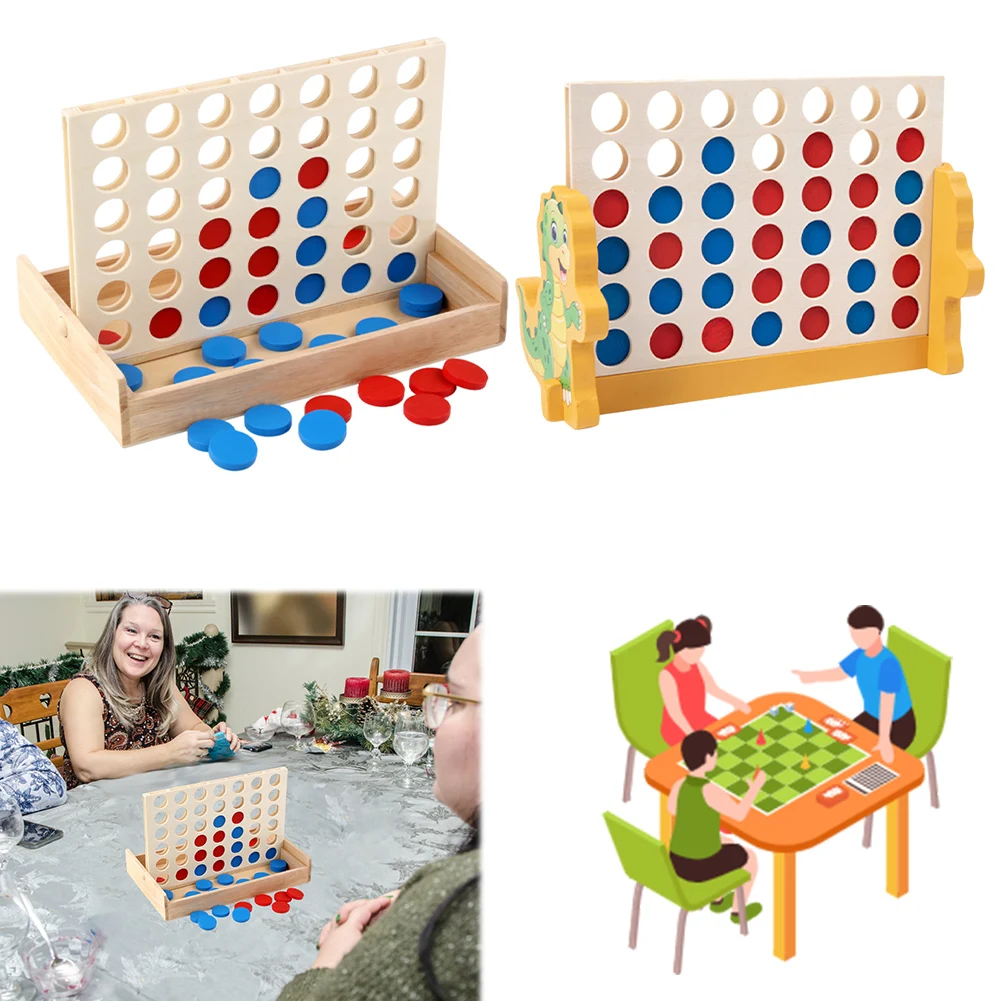 Wooden 4 in A Row Game Wood Connect Game Connect The 4 Discs of Same Colour in A Row Classic Strategy Game for Kids and Adults