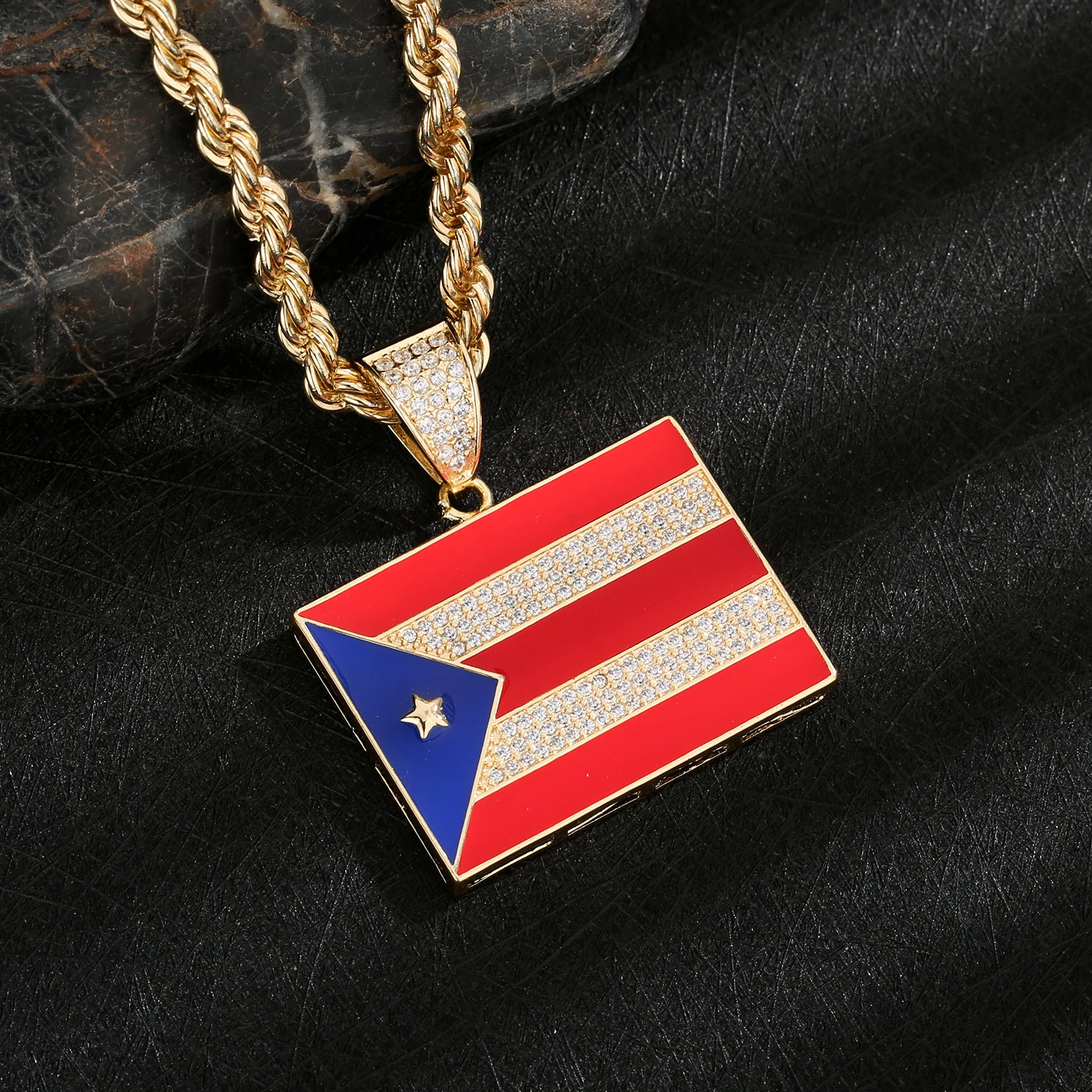 Puerto Rico Flag, pendant 14k 46*42mm 15.8g. There are also many styles of pendants in the store.