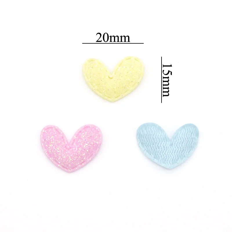 60Pcs Kawaii Glitter Little Heart Patches 2CM Padded Appliques for Clothes Sewing Supplies DIY Craft Decoration