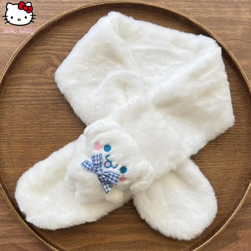 Pompom Purins 소녀 헬로 키티 따뜻한 스카프 카와이 새로운 만화 겨울 애니메이션 키즈 패션 산리오 두꺼운 스카프 달콤하고 편안한