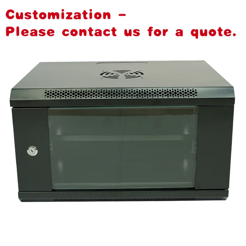 

custom.19 Inch Luxury Wall Mount Custom Glass Door 6u Assemble Cabinet Box Data Center Metal CCTV Rack Internet Ser