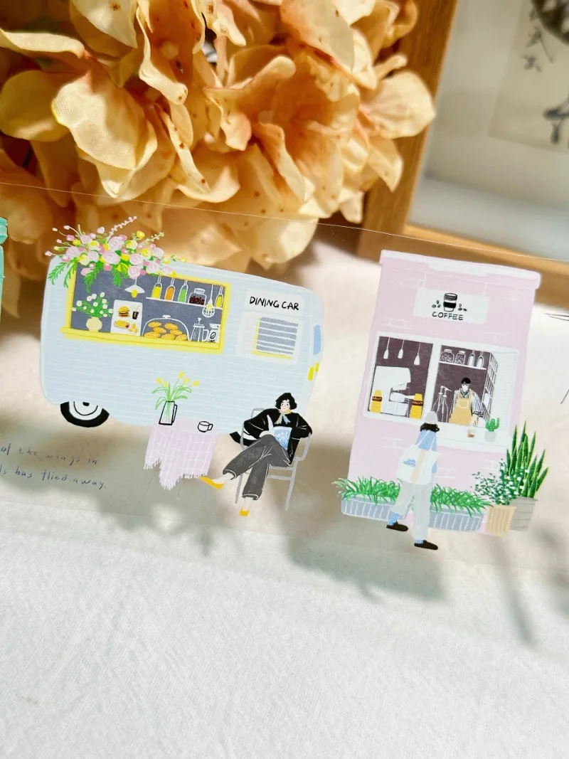 Lovely Girl Enjoy Leisure Time PET Washi Tape Craft Supplies DIY Scrapbooking Card Making Decorative Plan Sticker