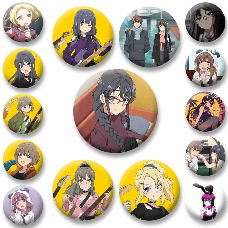 Cartoon Girls Rio Futaba Mai Sakurajima Tomoe Nodoka Badge Anime Rascal Does Not Dream Enamel Pins Otaku Culture Jewelry Brooch