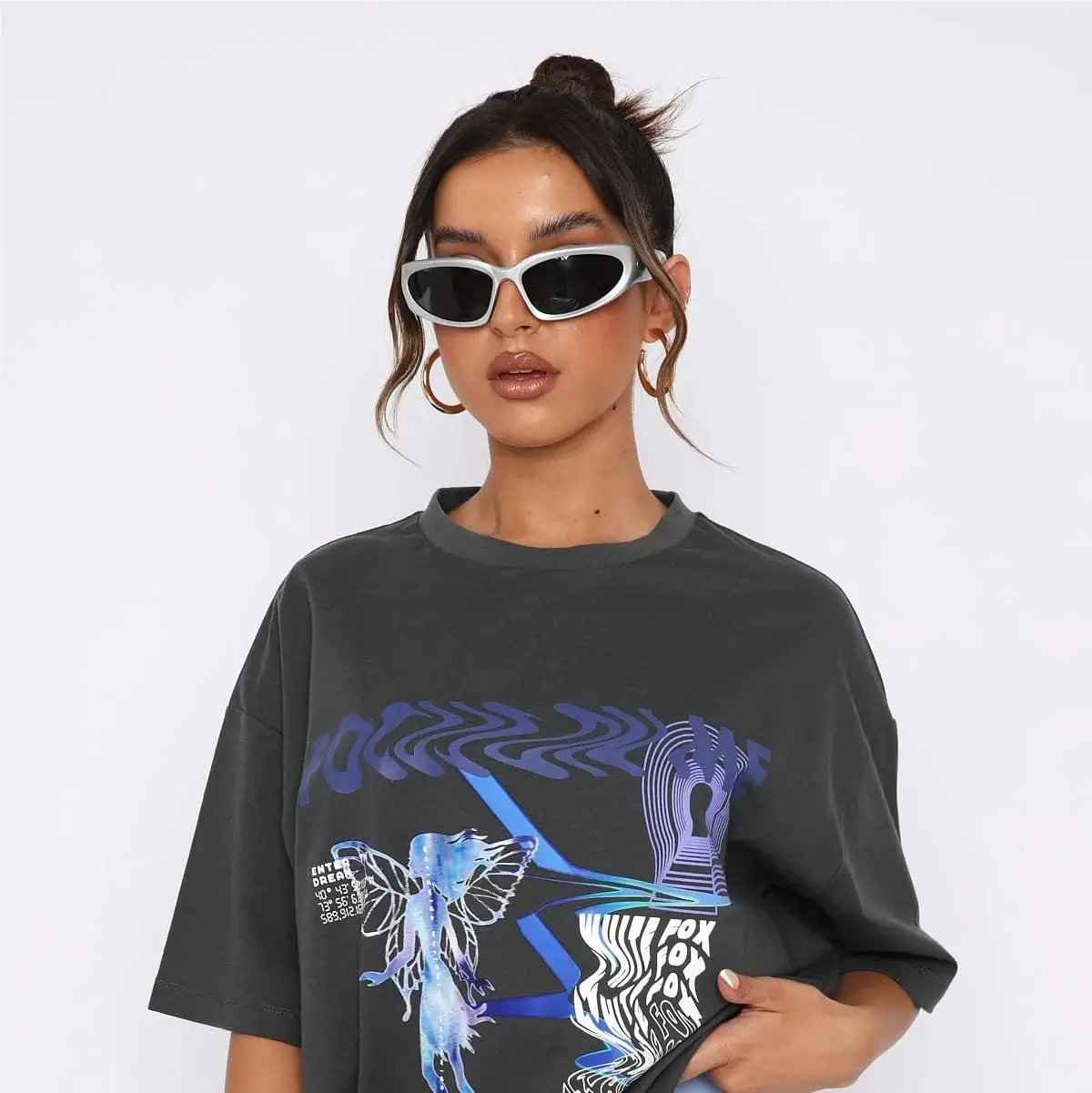 Y2K Wrap Around Sonnenbrille Fashion Rave Metallic Chrome Space Alien Brille Futuristische Farbtöne Sport für Damen Herren – Detail 6