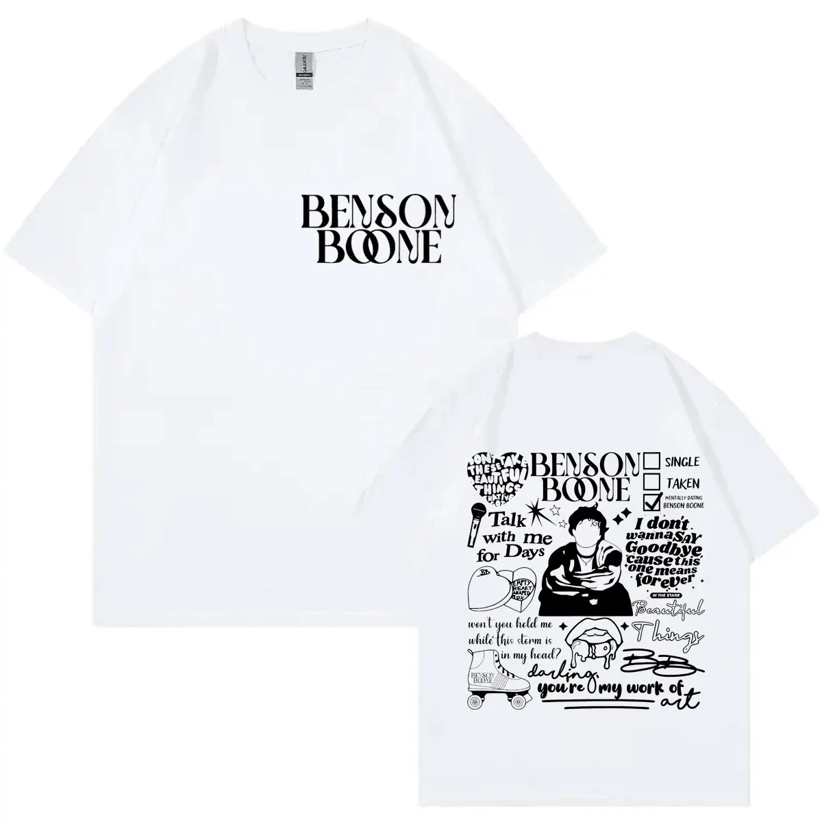 

Limited Benson Boone Merch T-shirts Men Women Hip Hop Vintage Short Sleeve T Shirts Casual Fashion Oversized T-shirt Streetwear