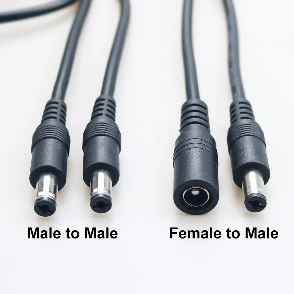 1/2/3M DC 5.5x2.1mm 5.5x2.5mm Extension Cable Male To Male Female Plug Power Supply Connector Cord Wire For CCTV Security Camera