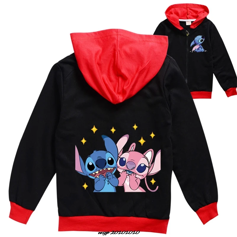 Lilo And Stitch Girls Hoodies for Kids Sweatshirt Baby Boys Zipper Jackets Coat Children\'s Windbreaker Outerwear