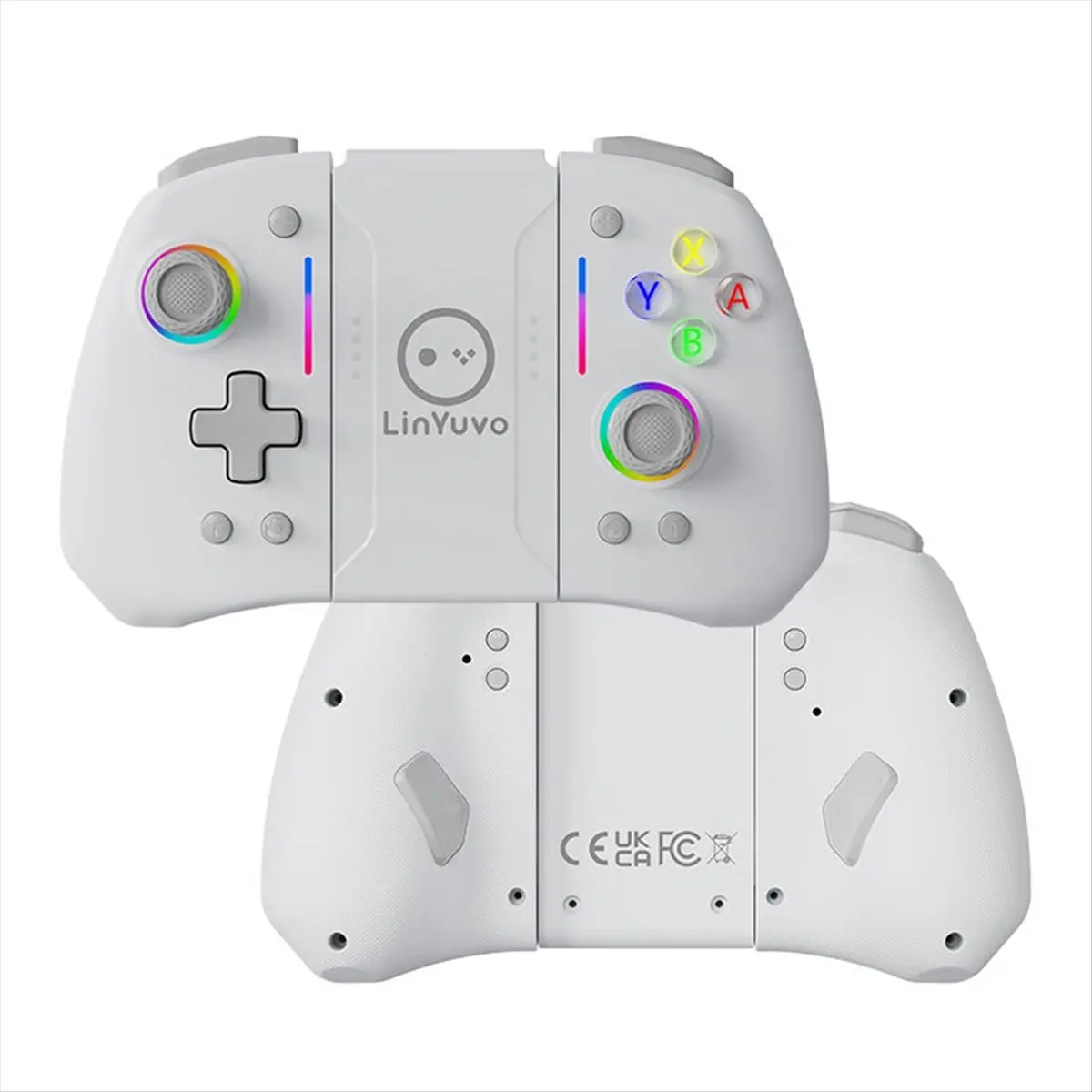

KS42 Meteor Light Wireless Joy-Pad with 8 Color RGB Lights for Switch/Lite/OLED,with Programmable,Back Button White Blue