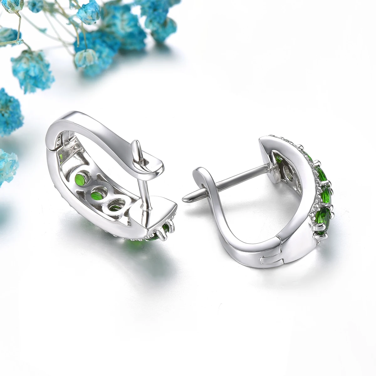 Natural Green Diopside Solid Sterling Silver Clip Earrings 1.5 Carats Genuine Gemstone Women Classic Birthday Anniversary Gifts image 5