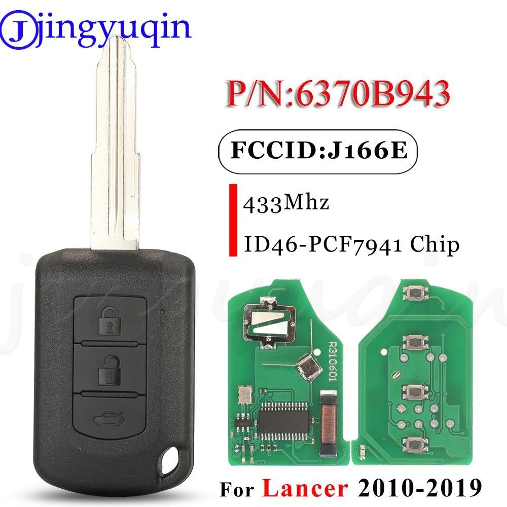 

jingyuqin 2Buttons Remote Key Fob P/N: 6370C134 OUCJ166E 433MHz ID47 PCF7938 For Mitsubishi Eclipse 2014 - 2018 Car Accessories