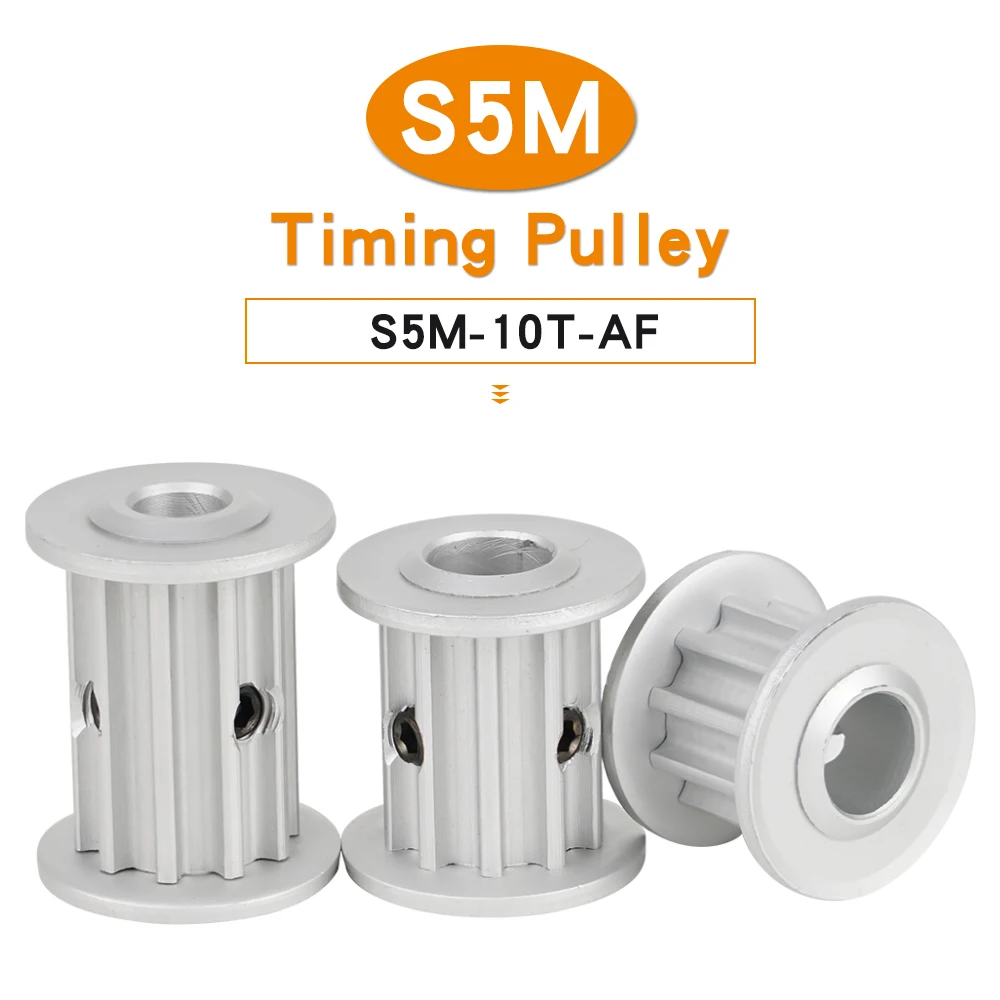 Timing Pulley S5M 10T 11/17/22/27 mm Width  5mm Pitch Aluminium Pulley Wheel  Bore 5/6/6.35/8mm  AF Shape For S5M Timing Belt