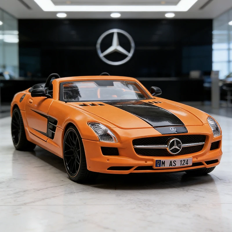 

Maisto 1:24 Mercedes-Benz SLS AMG Supercar, литая модель автомобиля из сплава, игрушечная машинка, миниатюрная масштабная модель автомобиля для детей