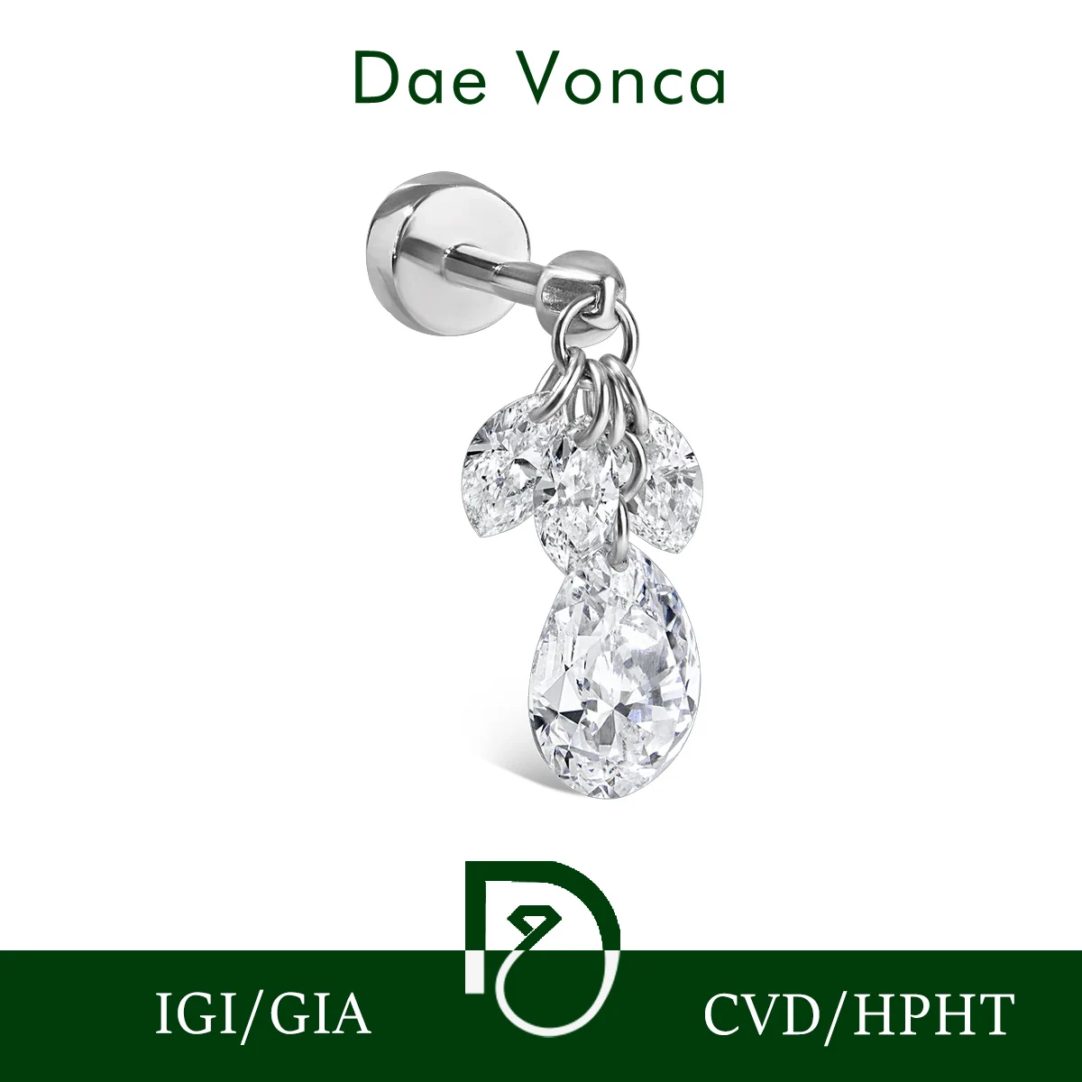 

Серьги-подвески с несколькими искусственными бриллиантами, одиночные, грушевидная огранка, кластерная огранка, CVD HPHT, пирсинг с плоской застежкой из золота 9K, 14K, 18K.