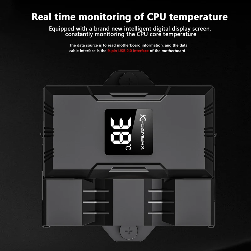 Imagem -02 - Cooler de Cpu Power Train X-gamex Z1300 Argb com Display Digital de Temperatura Radiador Tubos de Calor para Lga1700 1200 115x Am4 Am5