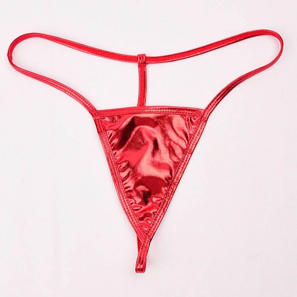 Mini Tanga Sexy de charol para mujer, bragas eróticas con parte trasera en T, ropa interior pequeña, lencería suave