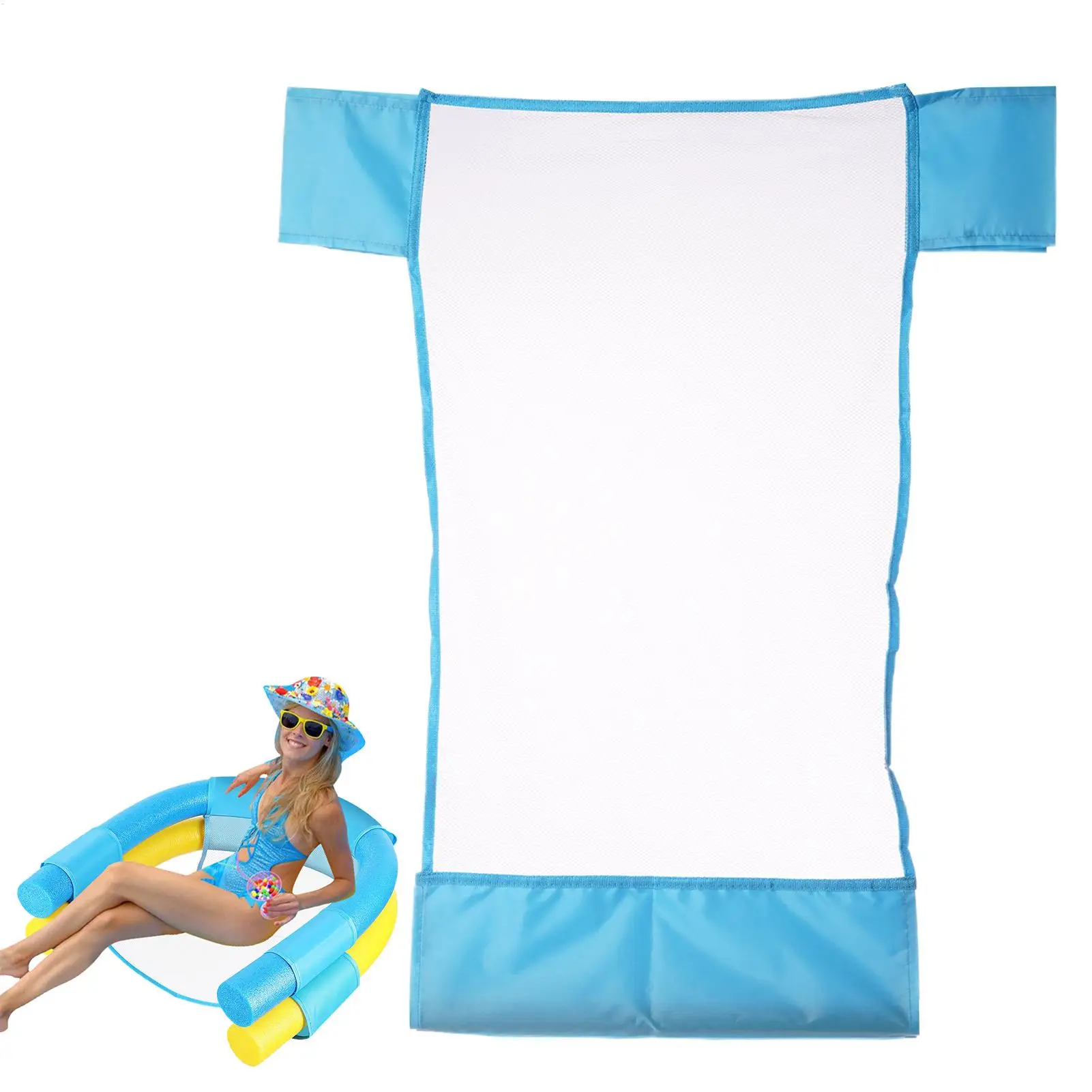 Swimming Pool Float Chair Mesh Net Seat Water Hammock Floating Chair for Adult Kid Summer Beach Toy Floating rods not included