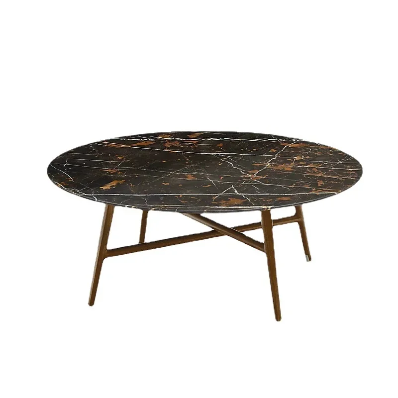 

High-end living room marble solid wood coffee table side ta ble coffee t able villa model