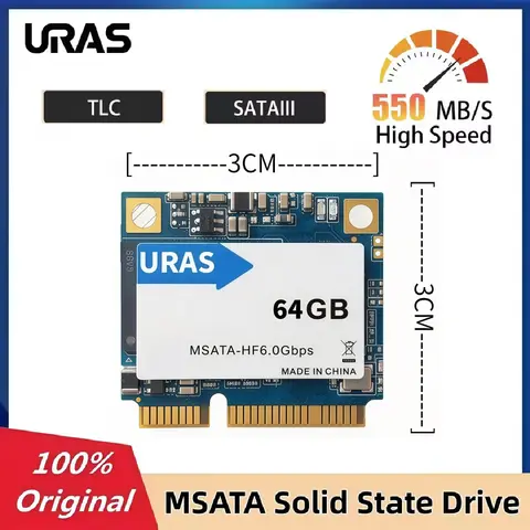 Original URAS Mini MSATA SSD Internal HDD 128GB 256GB 512GB 3D TLC NAND SATA III 6.0Gbps Half-Length Mini MSATA SSD