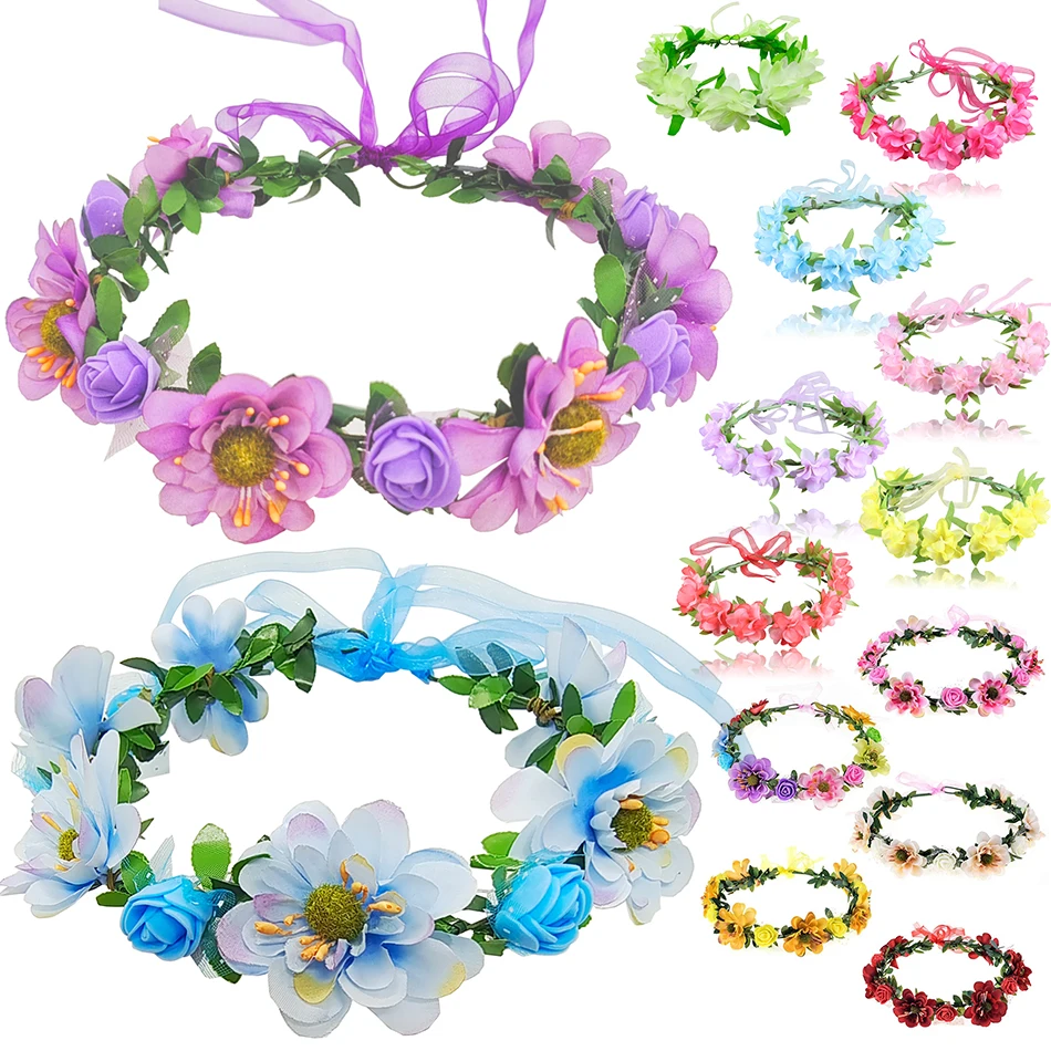 Girl Garland Children Headwear Wreath Kids Floral Hoop Travel Photography Accessories Play House Christmas Birthday Party Supply