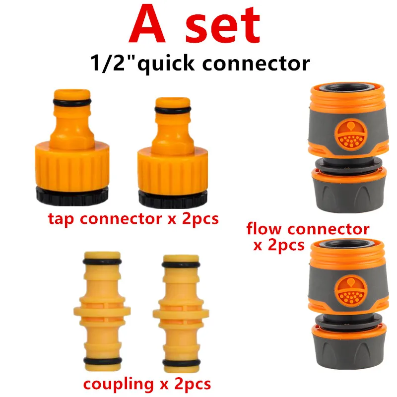 6pcs 1/2” Garden Quick Hose Connector Male Hose Coupling Joint Tap Adapter Extender Set for Hose Pipe Tube Repair Replace