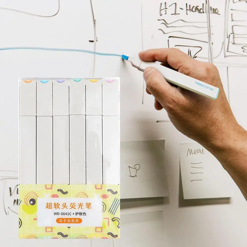 Pastel Highlighters Bulk 6 PCS Pastel Markers With Soft Chisel Tip Fast Drying Highlighter Set For Broad Highlighting Or Fine