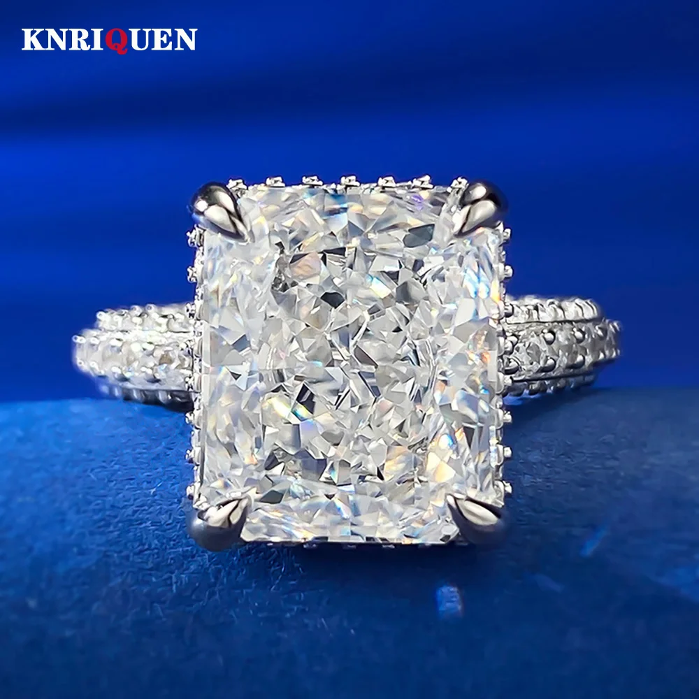 

Luxury Retro 925 Sterling Silver 10*12mm Iced Cut Topaz Lab Diamond Ring for Women Gemstone Wedding Party Fine Jewelry Lady Gift