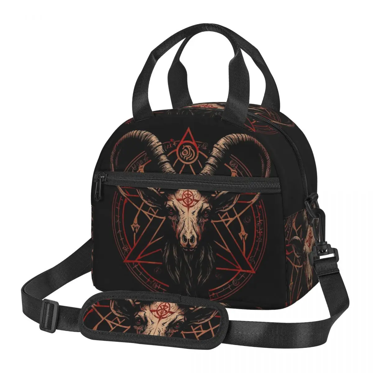 Occult Satanic Baphomet Goat In Pentagram Lunch Bags Bento BoxLunch Tote Picnic Bags Cooler Thermal Bag for Woman Work