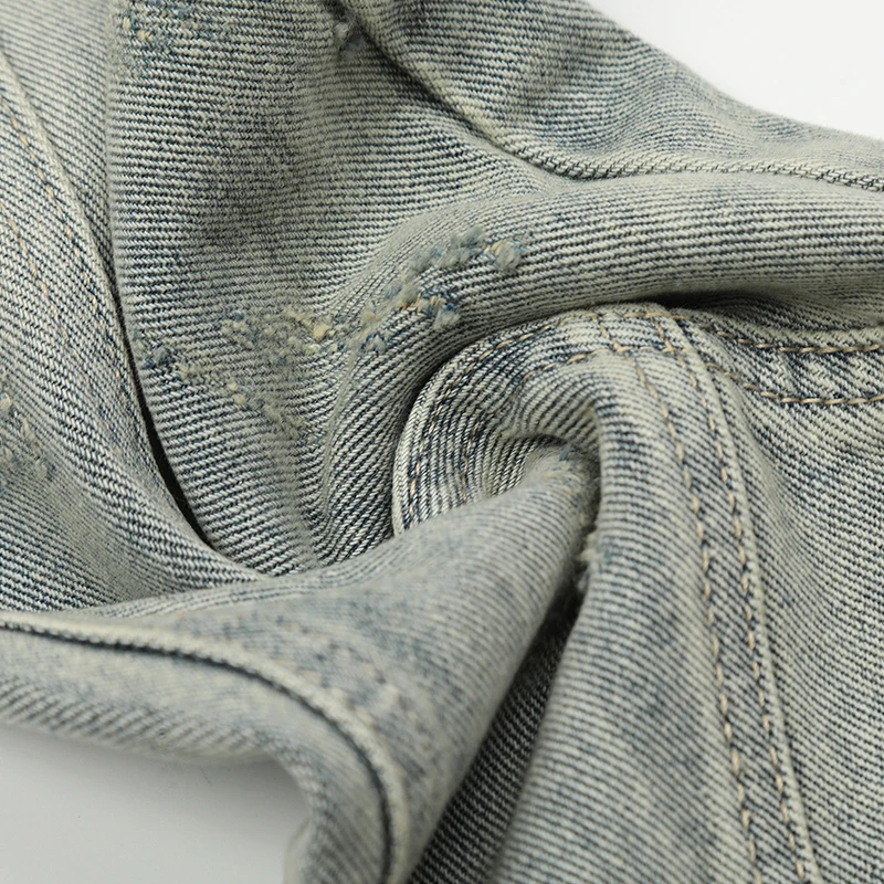 UPRAKF-Jeans retrô lavado com bolso, calças jeans, calças com zíper, streetwear casual, moda, botão de verão