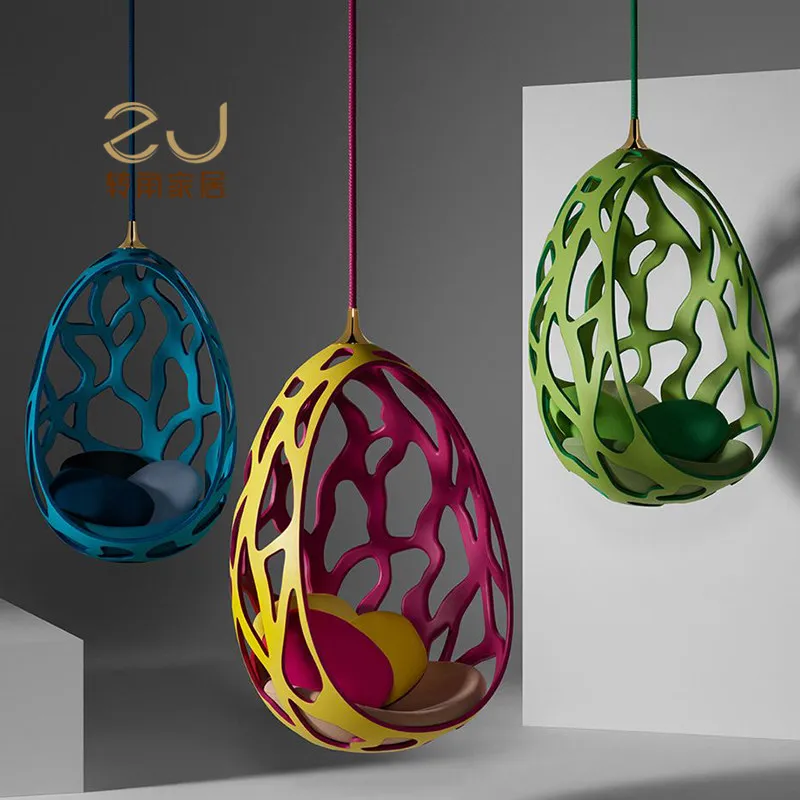 Outdoor Swing Courtyard Garden Hanging Fiberglass Hollow Hanging Basket Chair Household Balcony Leisure Rocking Chair
