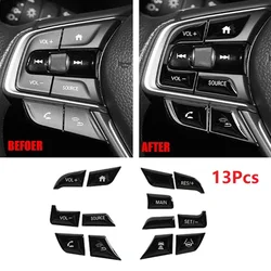 13PCS Car Steering Wheel Button Switch Cover Frame Trim Sticker For 2018-2021 Honda Accord 10Th