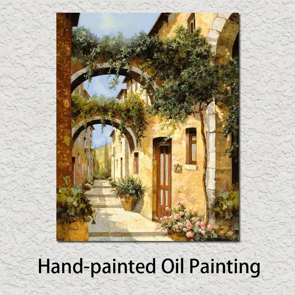 Modern Art Garden Paintings for Wall Decor Under The Arches Handmade Oil on Canvas Landscape Canvas Artwork High Quality