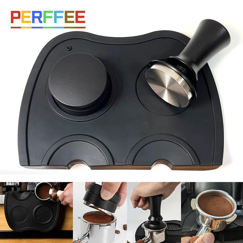 

51mm 53mm 58mm Espresso Tamper Barista Coffee Tamper Kit Coffee Distributor and Coffee Tamper Mat Spring Stainless Steel Tampers