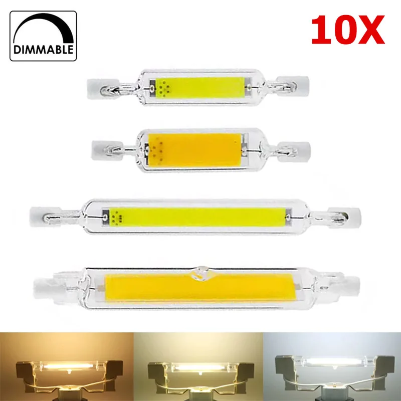 

10pcs High Power LED R7S COB Glass Tube Light 118mm J118 78mm J78 Dimable COB Floodlight AC110V 220V 3000K-6000K White Lamp