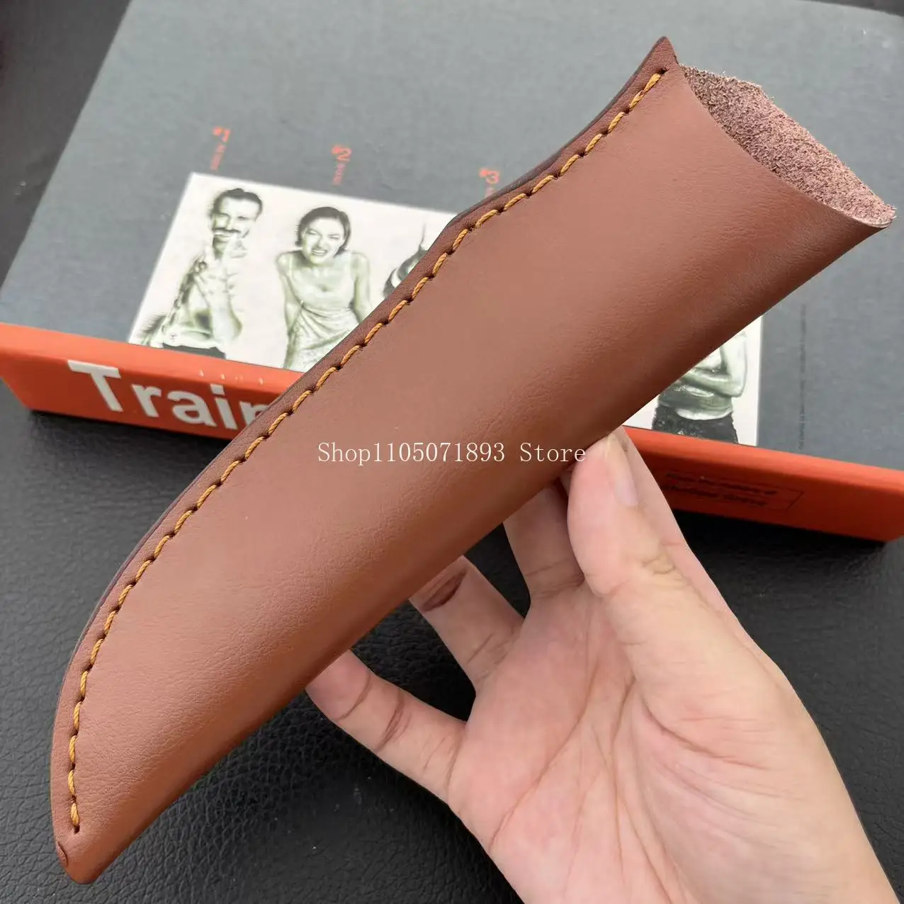 1PC Housse de protection multifonction pour couteau, étui en cuir PR4 pour couteau fixe avec passant de ceinture, étui en cuir de vachette