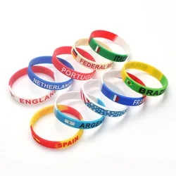 Pulsera deportiva de silicona para hombre y mujer, brazalete con grabado de Bandera de País, banda de goma para Argentina, Francia, Brasil, accesorios de moda, 2 piezas