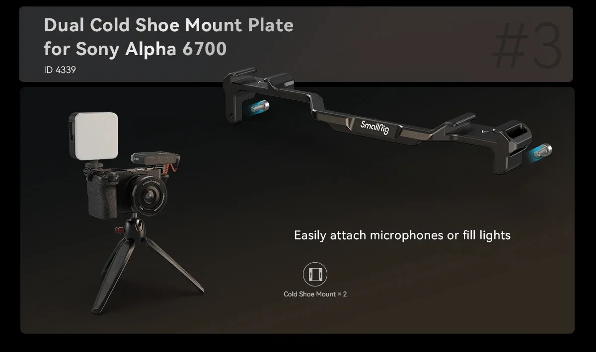 SmallRig A6700 Käfig-Set für Sony Alpha 6700, integrierte Schnellwechselplatte für Arca mit Kabelklemme für Schuhmontage 4336 – Detail 10