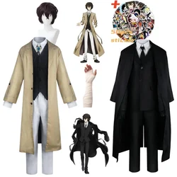 Dazai Osamu Cosplay Costume Long Jacket Coat Trench Suits Outfit Uniform Halloween Christmas Clothes